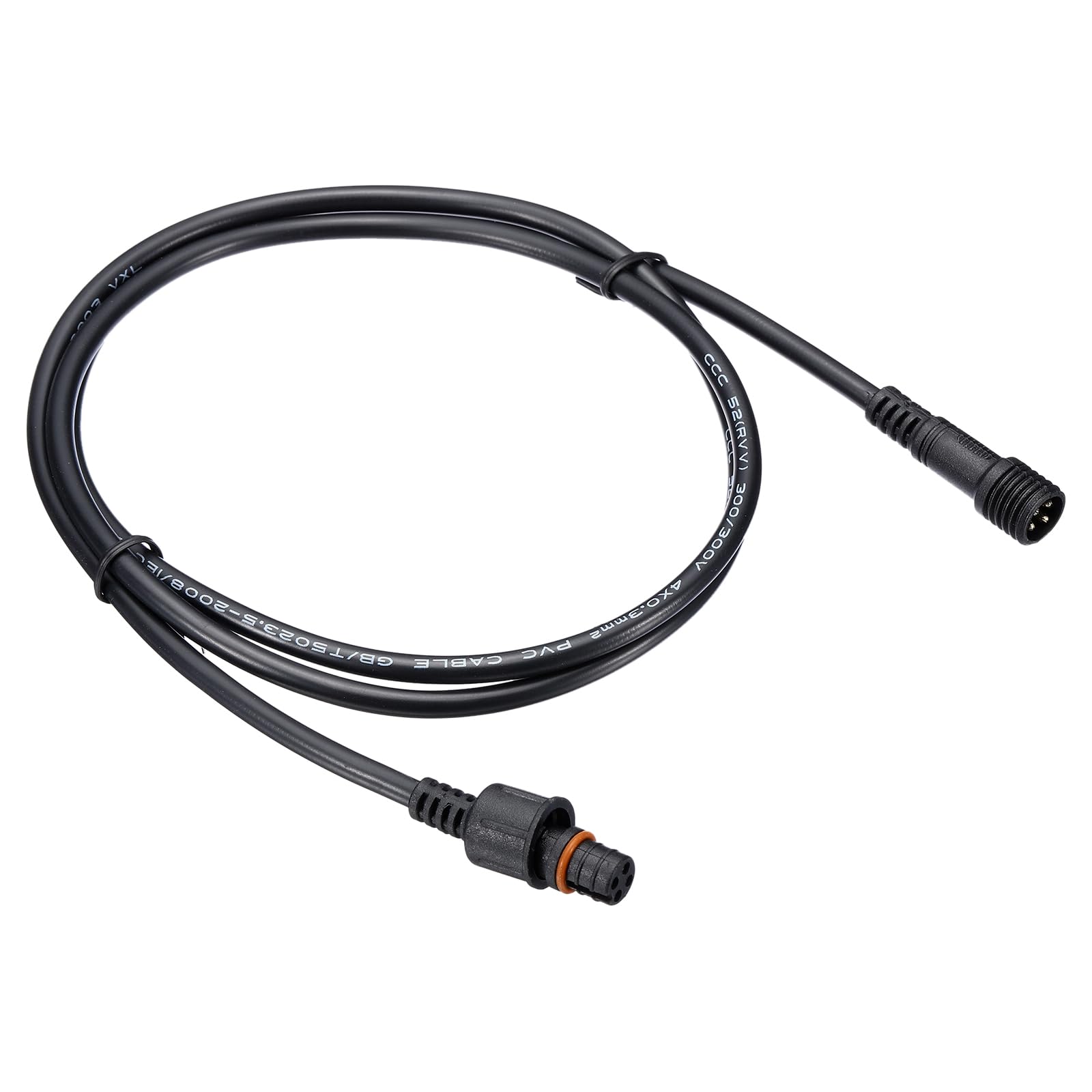 PATIKIL 3.28Ft 4 Pin Extension Cable Wire, 22AWG Waterproof IP67 Connector with Male and Female at Both Ends for LED Strips, Black