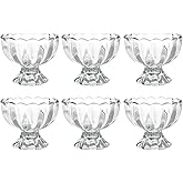 DNIENKGE Iced Cream Dessert Bowl,Set of 6,6oz Vintage Glass ware with Heavy Base, Drinking Cup for Sundae, Fruit, Ice Cream, Snack, Condiment (6)