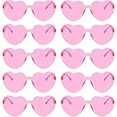 Fengek 10 Pcs Heart Shape Sunglasses Frameless Transparent Glasses Party Favors for Women