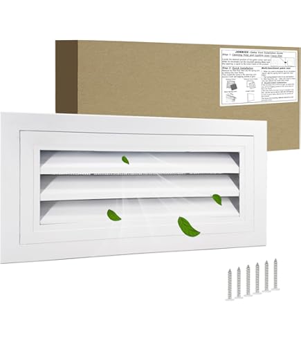Builders Edge 140036419049 Foundation Vent Kit - Trim Ring And Fixed Louver Option (Galvanized Screen) 049, Almond