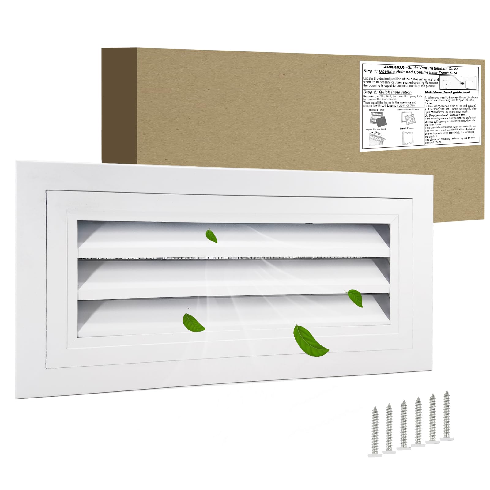 Photo 1 of 16"*8" Gable Vent,Aluminum Alloy Wall Vent Shed Vents,with Removable Strainer and 180 Degree Opening Angle.Ideal for Attic,Shed,Garage,Play House,Coop.[Inside Dimensions:14"w X 6"h]-White 1 Pack