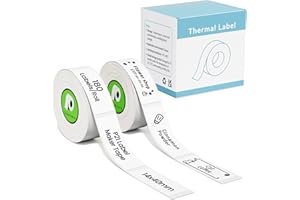 ODOLPIN 2-Rolls Compatible with Nelko P21,NADAIIN N12,ORGSTA S001,X1 Label Maker Tape, 14x40mm (0.55"x1.57"), Standard Laminated Thermal Label Tape Replacement for Nelko P21, 180 Labels/Roll, White
