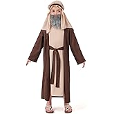 DFZ Jesus Costume for Kids 6-12 Years Boys Biblical Shepherd Costume Outfit Halloween & Christmas Nativity Play Robe