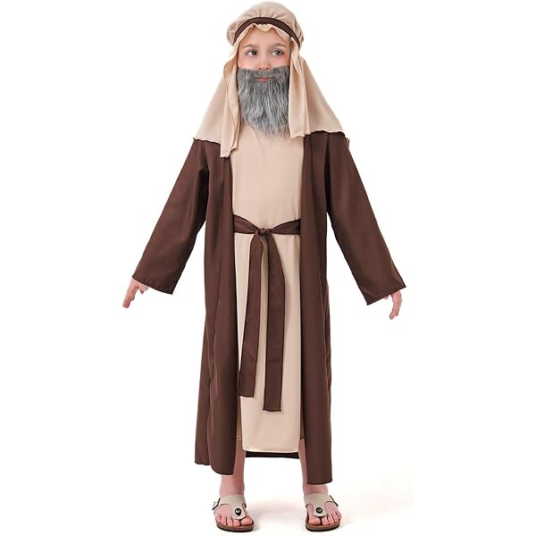 Kids Shepherd Costume - Jesus Robe Biblical Nativity Outfit For Boys, Ages 4-12 - View #4