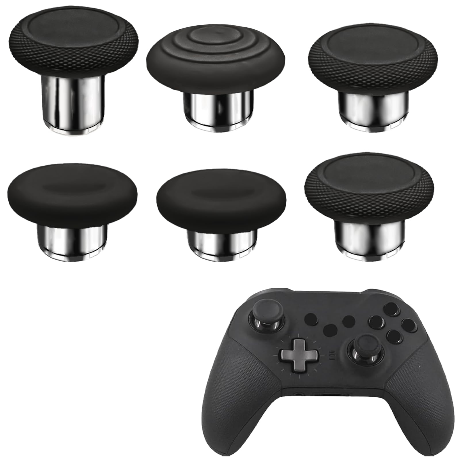 6 in 1 Elite Series 2 Core Controller Thumbsticks for Xbox Elite 2 Controller,Swap Joystick Replacement for Xbox One Elite 2 Controller Replacement Parts(Black)