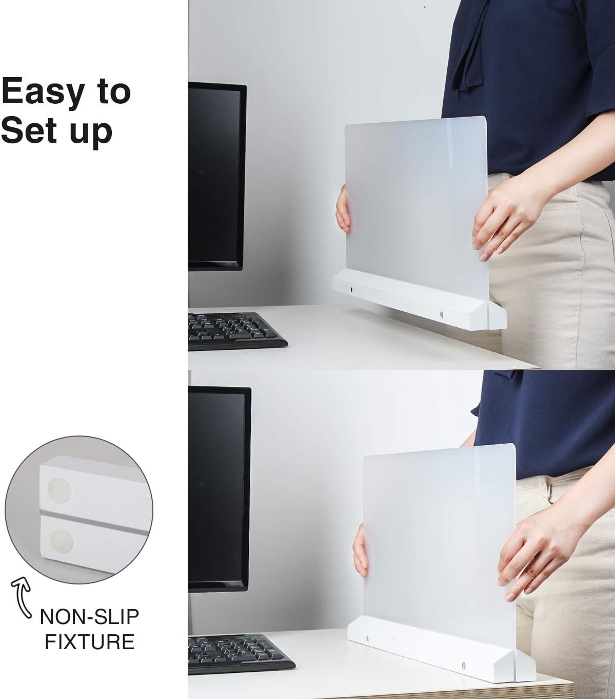 J JACKCUBE DESIGN Acrylic Desk Divider, Office Partition Board, Privacy Panel, Sneeze Guard Desktop Accessories for Classroom Cubicle Table Clear Boards 23.03 x 12 inches -MK529B : Office Products