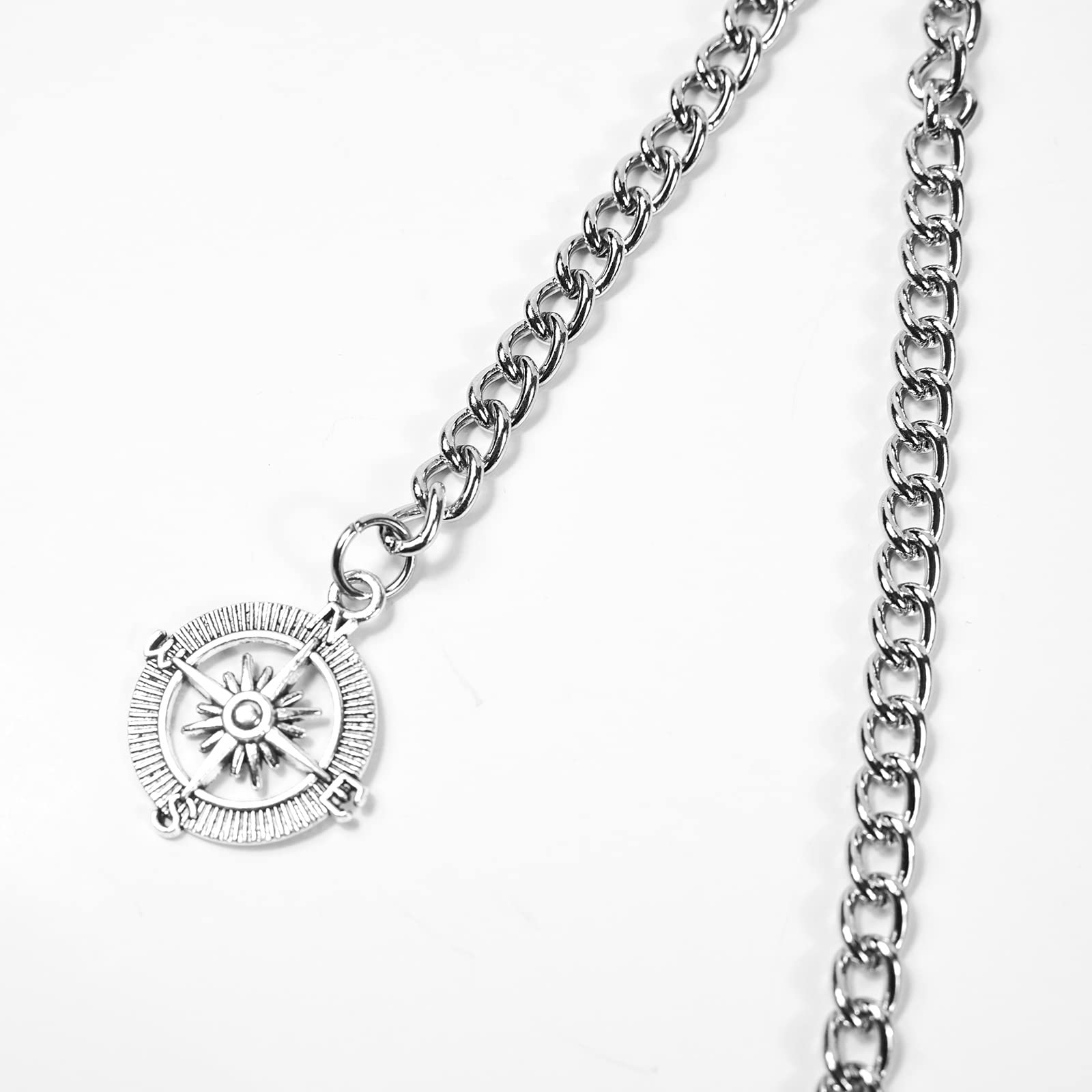 YECSOSS Men's Pocket Watch Chain Albert Vest Chain Compass Necklace Pendant Design Pendant T Bar