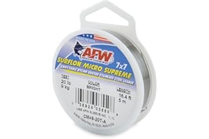 AFW American Fishing Wire Surflon Micro Supreme Nylon Coated 7x7 Stainless Steel Leader Wire - Knottable Wire Leaders for Fishing Saltwater, Fly Fishing, 13lb Test - 90lb Test, Bright, Black & Camo Colors