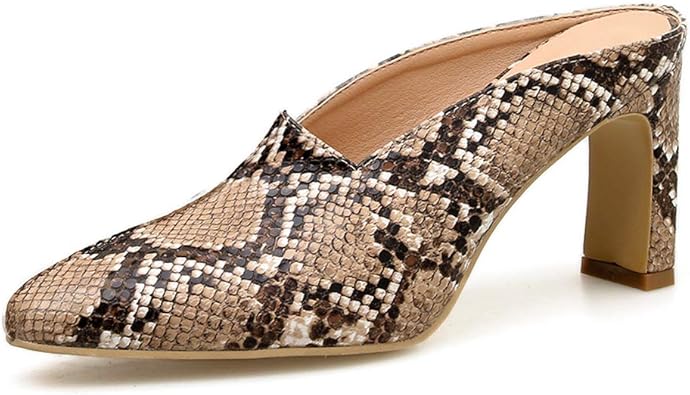 snakeskin mule heels