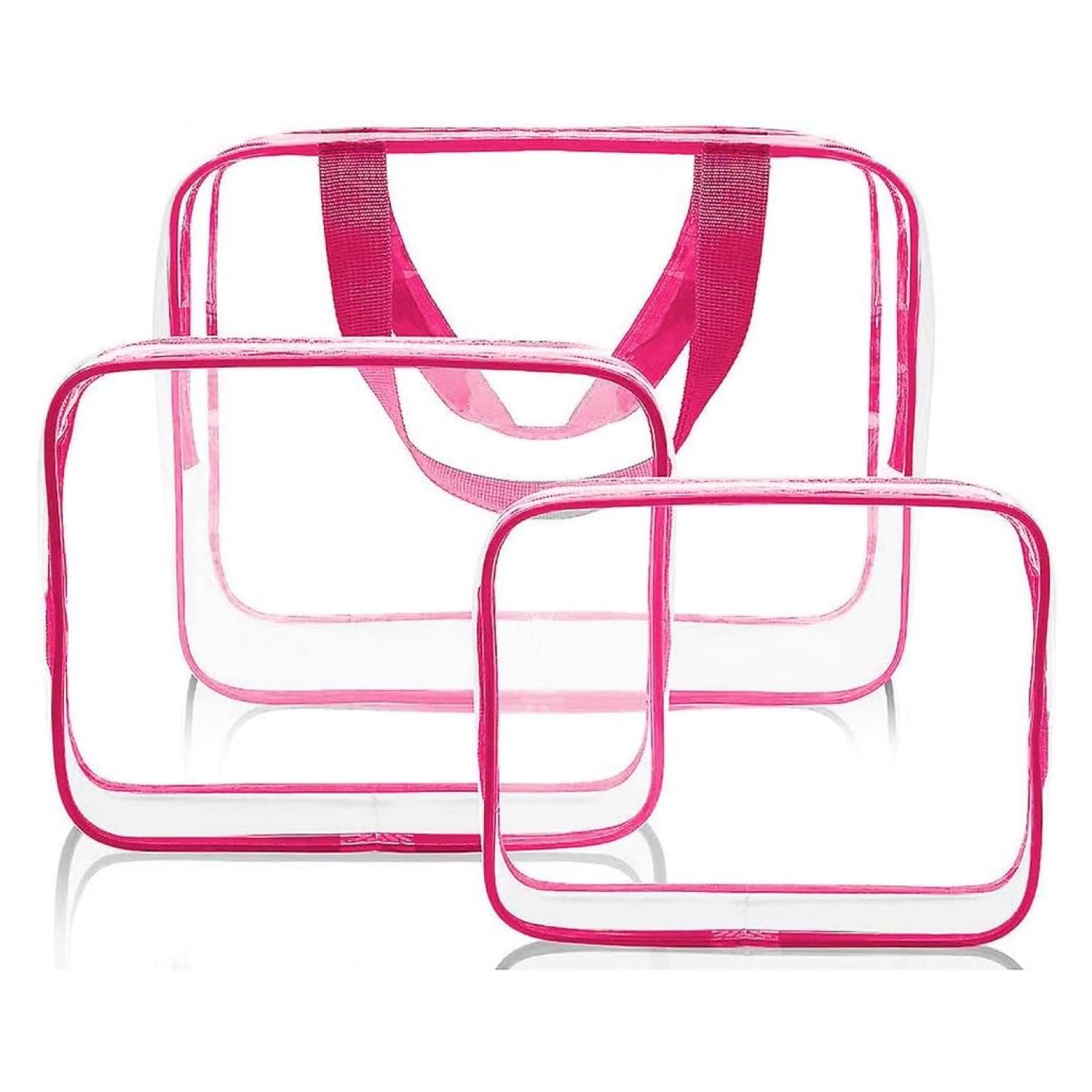 Glamza 3-Piece PVC Clear Travel Bag Set, Pink1 Units