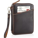 Polare Full Grain Leather Family Passport Wallet for 4 Passports, RFID Blocking Bifold Passport Cover Travel Document Organizer Holder for Women and Men
