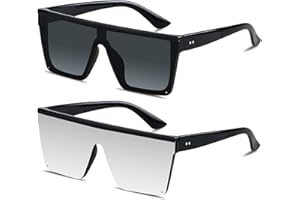 LYZOIT Square Oversized Sunglasses for Women Men Big Flat Top Fashion Shield Large UV Protection Rimless Shades