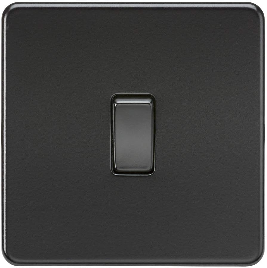 Knightsbridge SF2000MBB Screwless 1G 2-Way Switch, 230 V, Matt Black, Black / Black, Light Switch 1G
