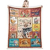 Juirnost Cat Blanket - Cat Lover Gifts for Women & Girls, Kitten Blanket Throw for Bedroom, Sofa, Couch - 50x60 inches