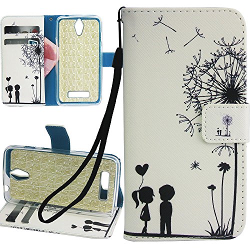 ZTE Obsidian Case, ZTE Z820 leather Case, Harryshell(TM) Dandelion Girl Wallet Folio Leather Flip Case Cover with Credit Card Id Slot Stand Wrist Strap for for ZTE Obsidian / Z820