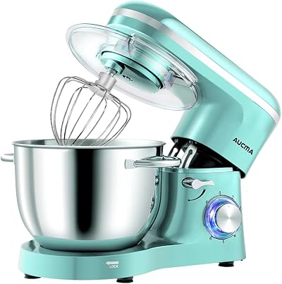 Aucma Stand Mixer 6.2L 1400W Kitchen Mixer with Bowl Hook Whip Beater Blue