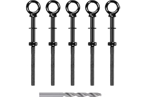 RiaYer 5 Pack Eye Bolt, 1/4” x 5" T316 Stainless Steel Eyebolts, Heavy Duty Shoulder Lifting Ring Threaded Eyebolts with Nuts and Washers HF038B