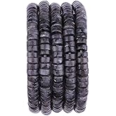 BEADIA Natural Black Spectrolite Spacer Beads Caps Loose Semi Gemstone for Beading Jewelry Making 6mmx3mm 38cm
