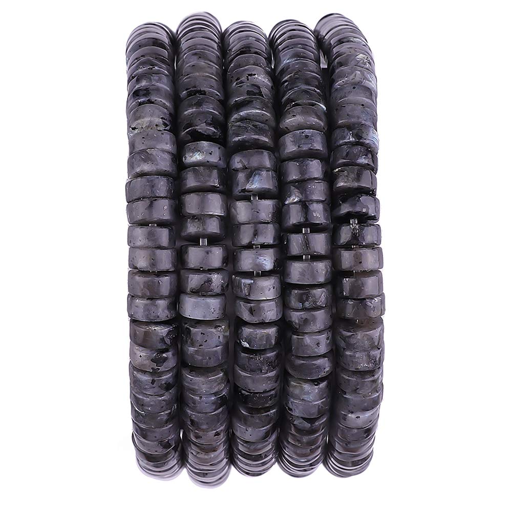 Natural Black Spectrolite Spacer Beads Caps Loose Semi Gemstone