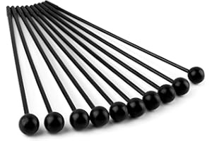 Azure Zone, 10 Pack Solid Plastic Bell Mallets Percussion Sticks Hammer Drum for Energy Chime Xylo Phone Wood Block Bells 11 Inch Black