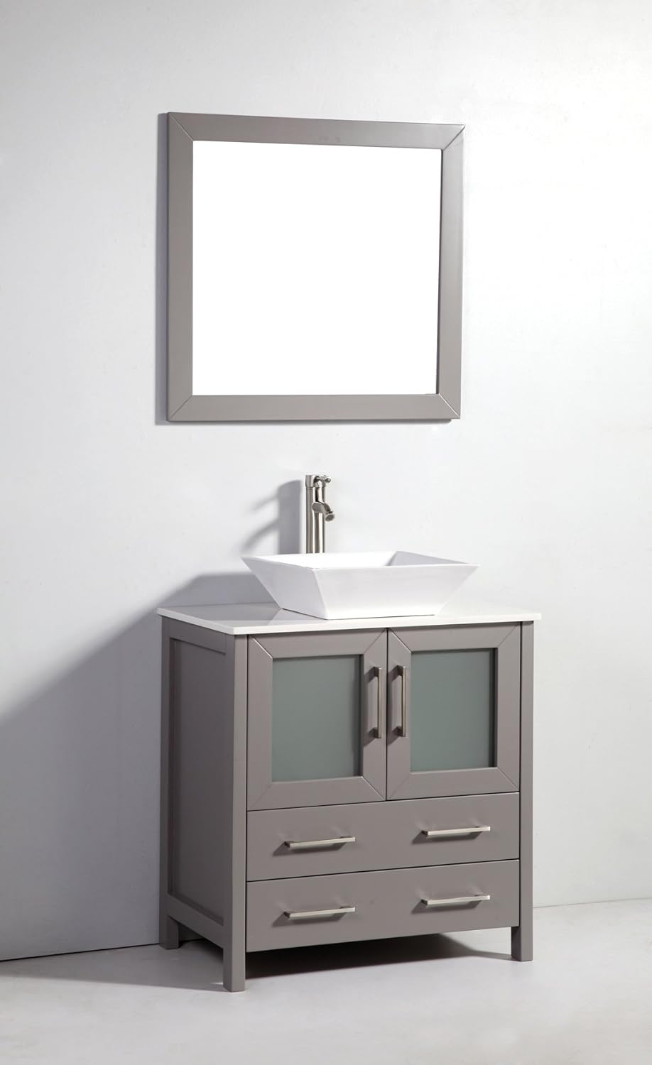 Vanity Art 30 inch Single Sink Bathroom Vanity Set with Ceramic Top with Free Mirror VA3130-G