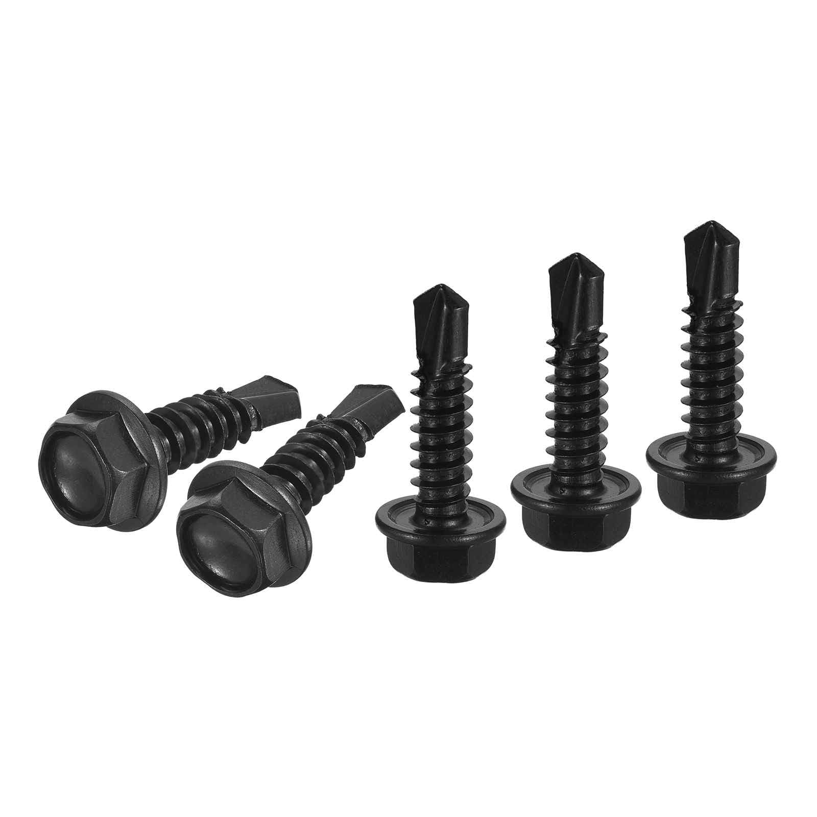 DTGN #14x1" Hex Washer Head Self Drilling Screws - 25Pack - Good for Machine - 410 Stainless Steel Black Oxide - Self Tapping Sheet Metal Screws