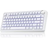 SOLAKAKA A75 Wireless Gaming Keyboard with Multifunction Knob, BT5.0/2.4GHz/USB-C, 75% Mechanical Keyboard, Hot-Swappable, Gasket Creamy Keyboard with RGB Backlit, Crystal Keycaps, for PC/Mac