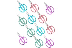BINCKIN Flower Scissors - 12 Pcs Stainless Steel Flower Shears, Garden Plant Floral Shears for Fresh Flowers Stems (Blue, Green, Pink, Violet)