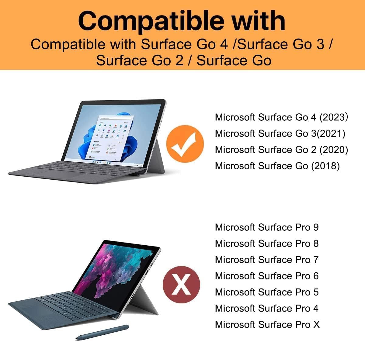 MoKo Case Fit Microsoft Surface Go 4 /Surface Go 3 / Surface Go 2 / Surface Go Case, All-in-One Protective Cover Case with Pen Holder Hand Strap, Compatible with Type Cover Keyboard, Black