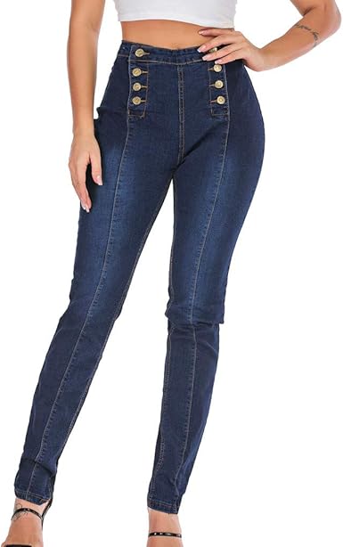 high waist button pants