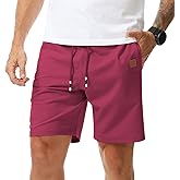 Surenow Men's Jogger Shorts Athletic Workout Shorts Drawstring Casual Lightweight Short for Men with Zipper Pockets
