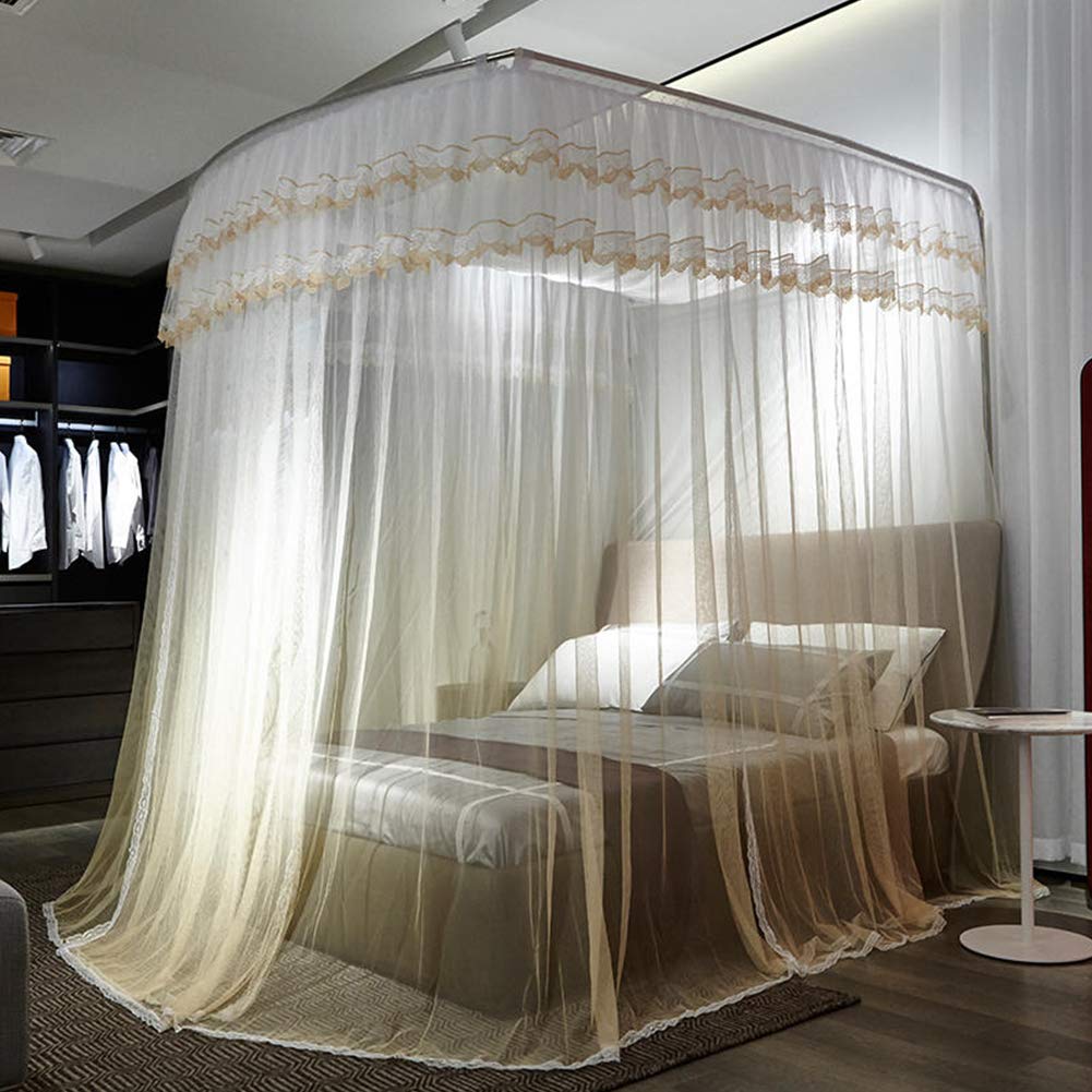 Amazon Com Wenset Romantic Lace Mosquito Net Mesh 300 For 5 Ft Bed Bed Canopy Girls Room Decor Insect Protection Repellent Need Assembly Yellow 1 5m Baby