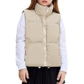 Arshiner Girls Winter Zipper Puffer Vest Lightweight Sleeveless Outwear Puffy Vests for 5-12 Years Old