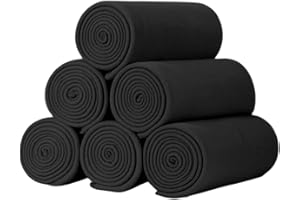 SeaBeauty Fleece Throw Blankets Lightweight Warm Soft Cozy Pet-Friendly Bulk Fleece Throw Blanket Kids Solid for Home Bed, Sofa,Office, Gifts (Pack of 6-50 x 60 inch,Black)