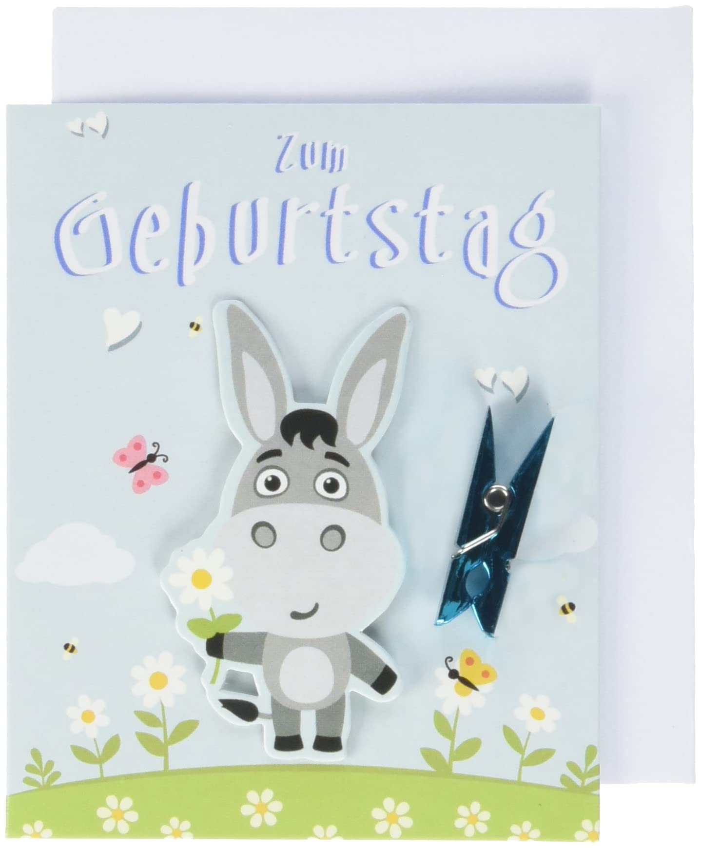 Perleberg Birthday Card Midi Card Donkey Clip 6.5 x 8.0 cm