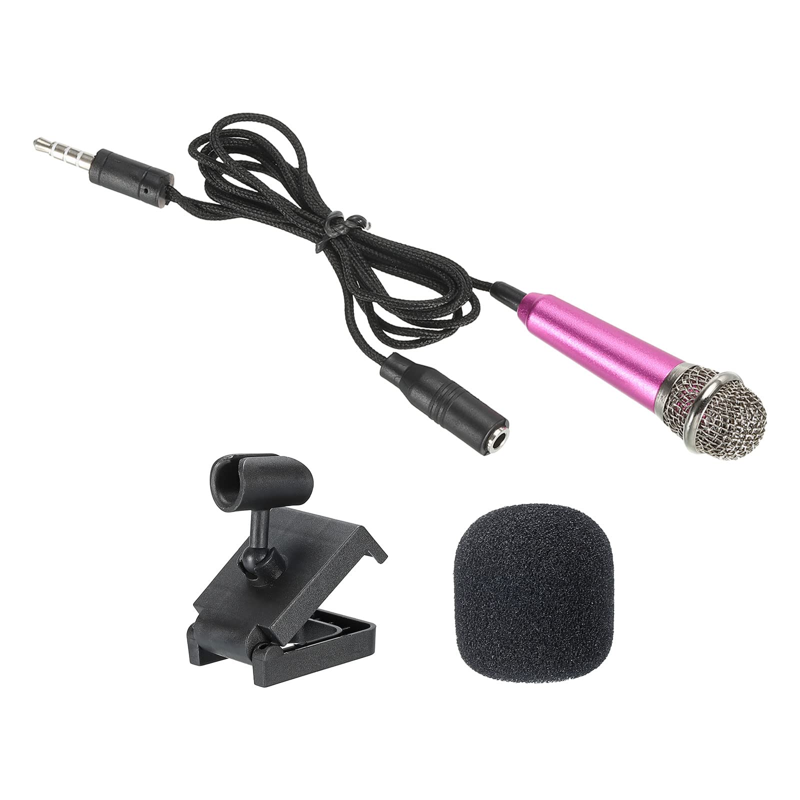 PATIKIL Mini Microphone Portable Vocal Microphone Rose Red for Voice Recording and Singing with Mic Stand and Cover Pack of 1 โ image 1