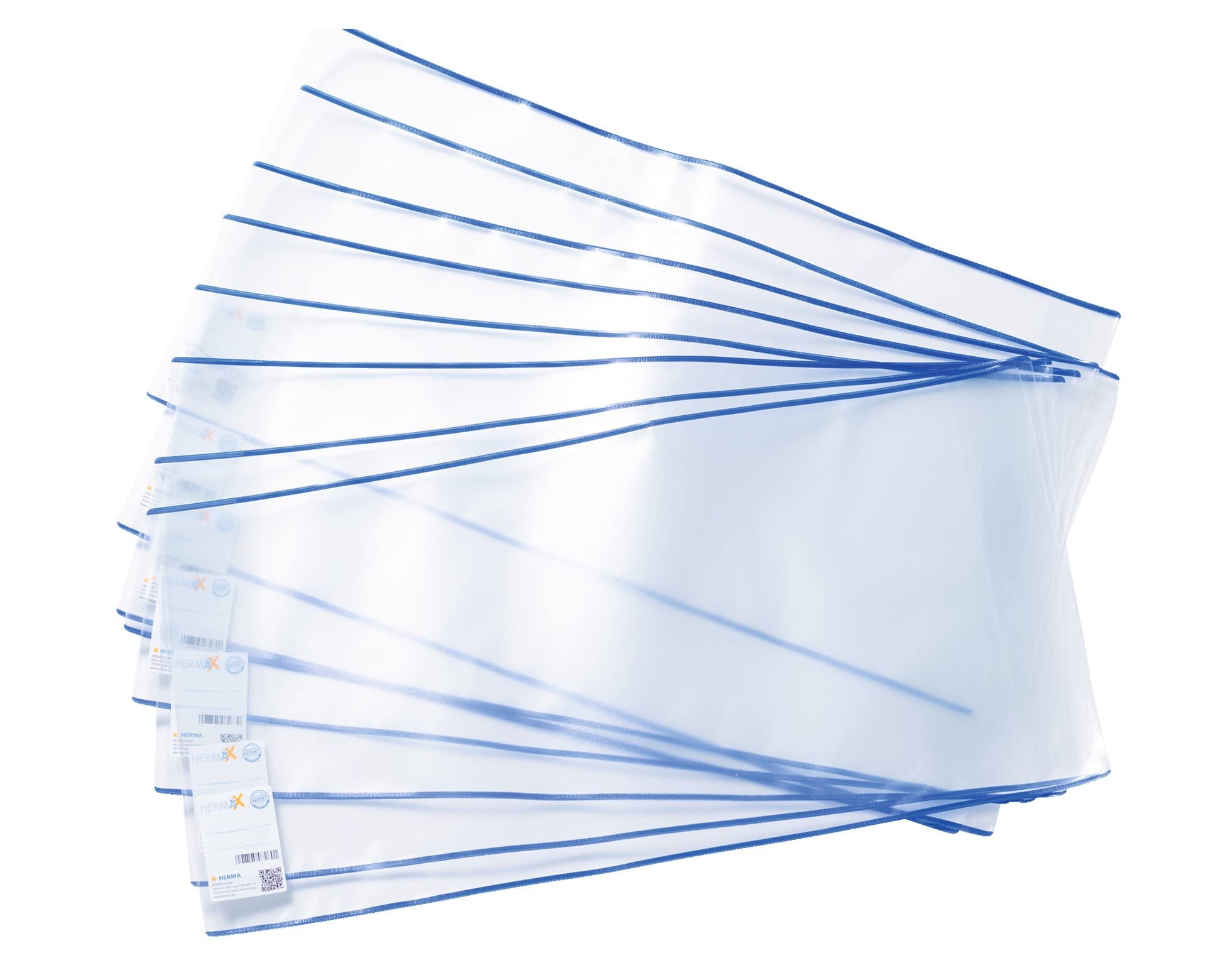 HERMA Clear School Book Cover (20 x 52 cm) made of sturdy plastic, with inscription label, Pack of 10