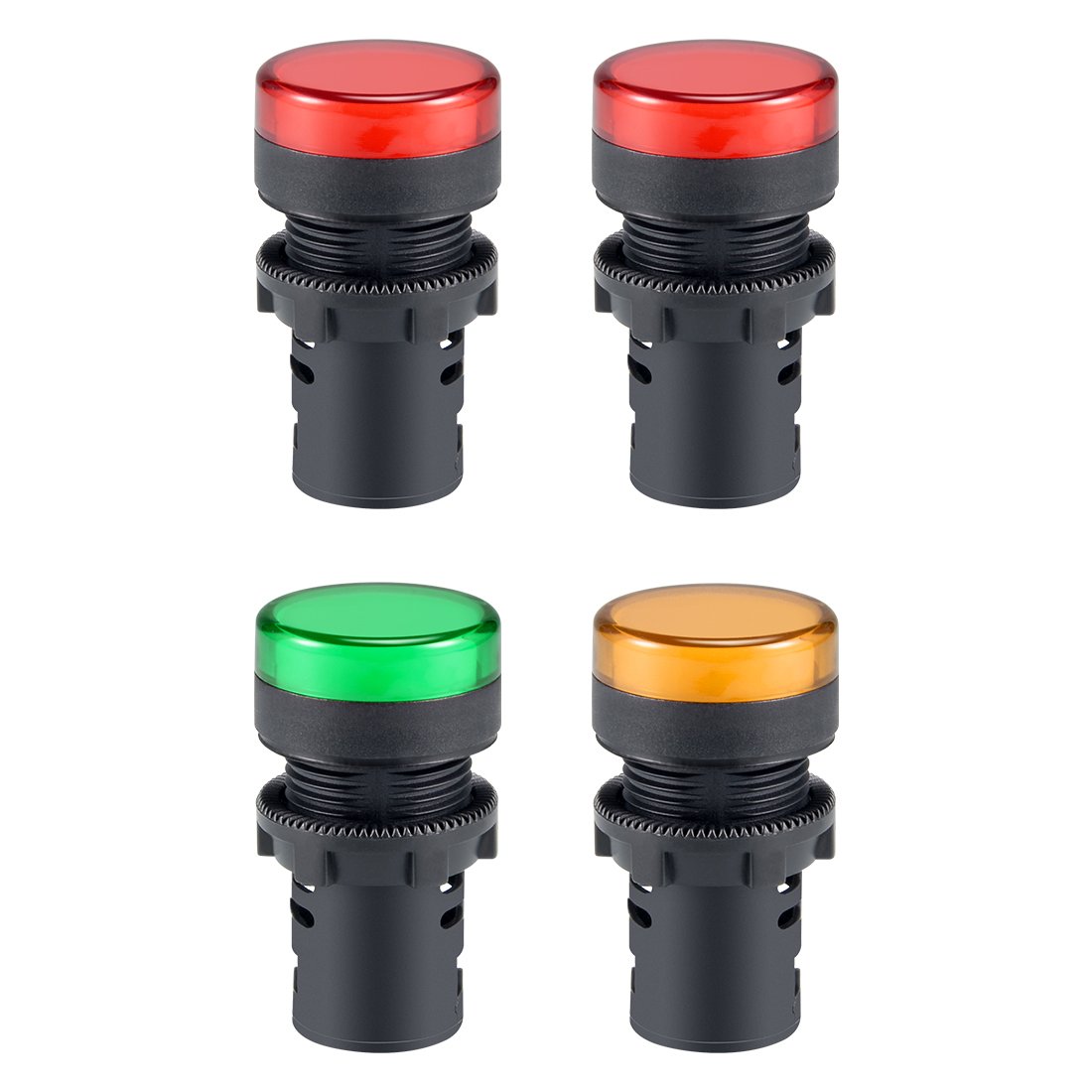 sourcing map 4Pcs AC 220V Indicator Lights, Red+Red+Green+Yellow LED, Flush Panel Mount 7/8" 22mm