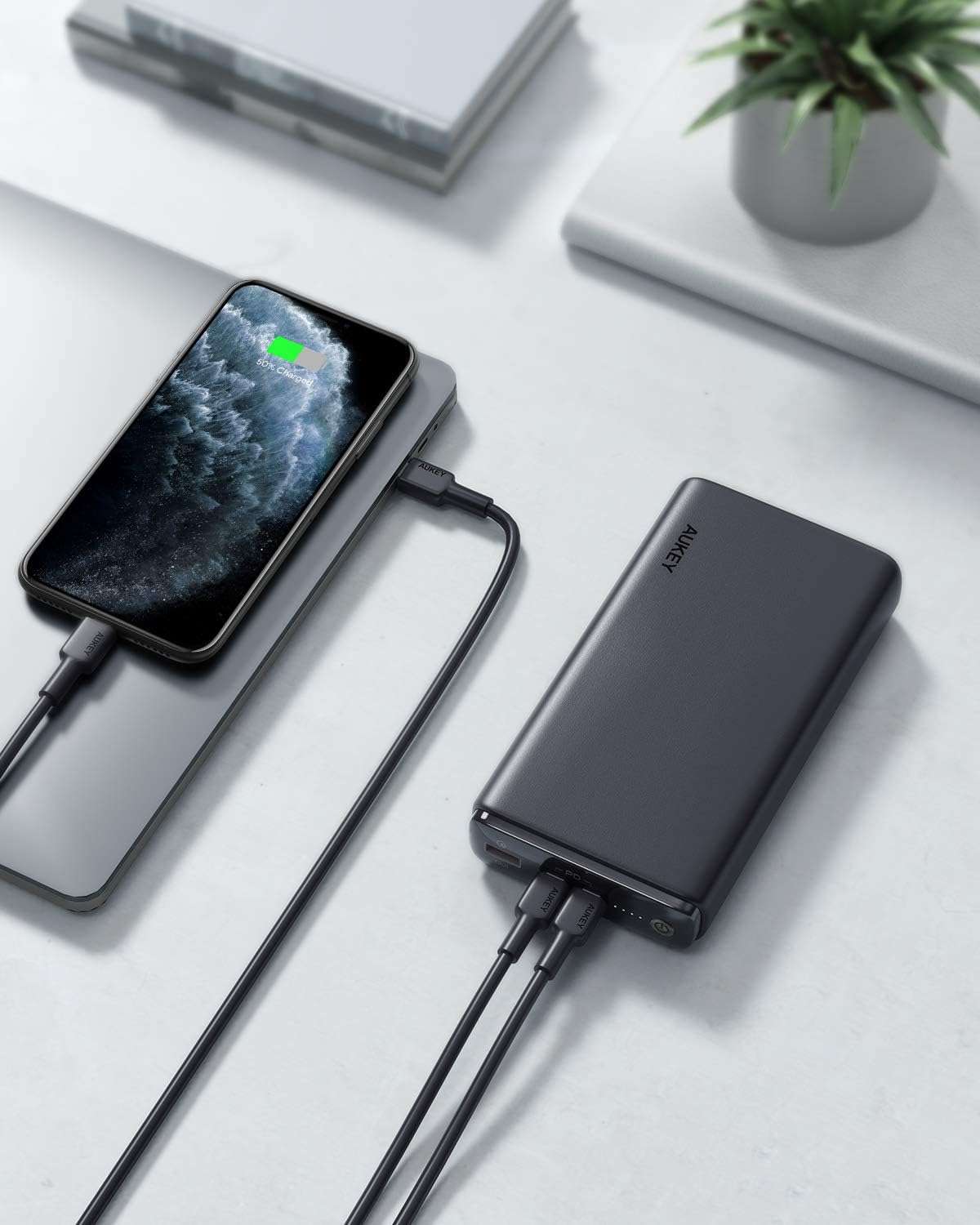 AUKEY USB C Power Bank 26800mAh, 60W PD Portable Charger with Quick Charge 3.0, Battery Pack Compatible with MacBook Pro/Air, iPhone 11 Pro/XS, USB C Laptop, Nintendo Switch, Tablet, Samsung and More: Home Audio & Theater