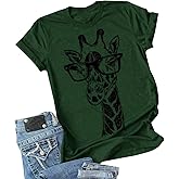 Auburet Womens Giraffe T Shirt Summer Funny Graphic Short Sleeve Crewneck Tees Casual Shirt Tops