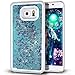 Samsung Galaxy S7 Edge case,Crosstree Liquid, Appmax Cool Quicksand Moving Stars Bling Glitter Floating Dynamic Flowing Case Liquid Cover for galaxy s7 edge. (Star Teal)