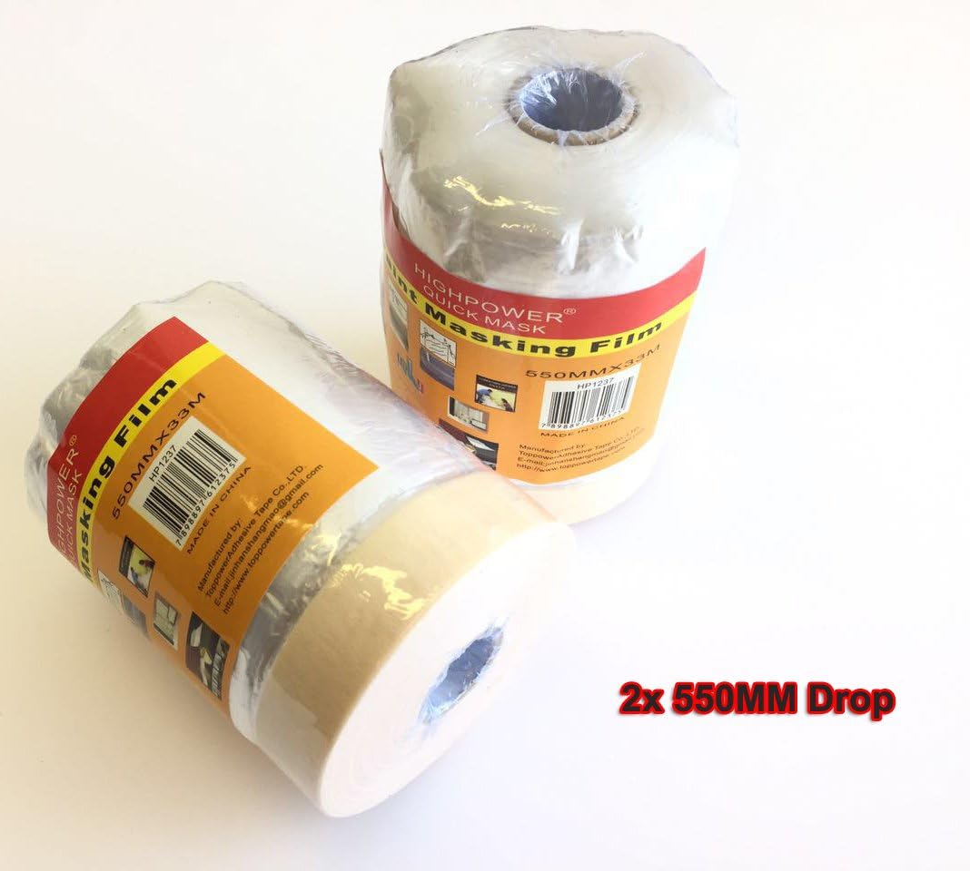 Masking Tape Poly Film Painting Cover Sheet Pull Down 550mm Drop 33m Roll Smart Repair (2)