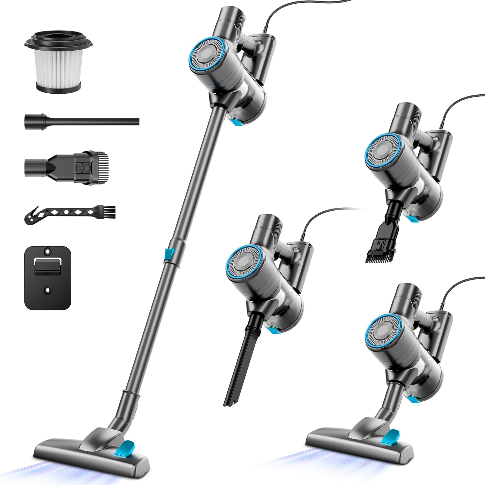 Photo 1 of BLACKBARK Corded Stick Vacuum Cleaner, 25Kpa Powerful Stick Vacuum, 2 in 1 Vacuum Cleaners,1.2 L Dust Cup, Corded Handheld Vacuum Pet for Hair, Carpet, Hardfloor (Sky Blue)
