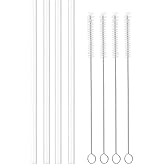 4-Pack Replacement Straws for Hydro Flask Wide Mouth Bottle Hydroflask Straw Lid, 4 BPA-FREE Straws and 4 Straw Cleaning Brushes