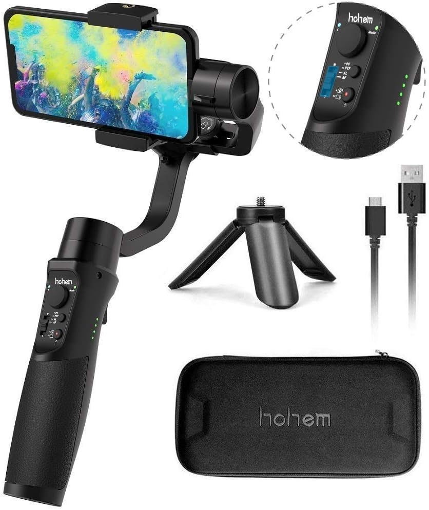 Hohem 3 Axis Smartphone Gimbal Stabilizer for iPhone Xs Xr X, Mobile Isteady Gimbal for Android Smartphone Samsung Galaxy S10 Plus with Face Object Tracking Motion Time-Lapse for Vlog Video