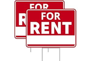 VENICOR 2PC For Rent Sign with Stand, 17 Inches by 13 Inches - Double Sided Signs - Corrugated Plastic - For Rent Yard Sign with Stake