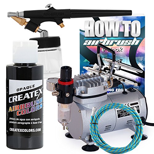 PointZero Airbrush Hobby Airbrush Starter Kit with Black Paint
