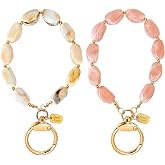 CETUSCORE 2 Pcs Cute Resin Beaded Keychain Wristlet | Resin Beaded Key Ring Bracelet Non-Elastic Key Holder for Car Keys Gifts