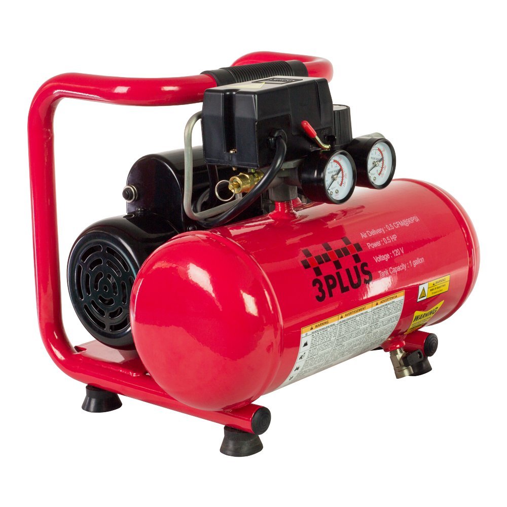 3PLUS HCB050401 18Gauge Brad Nailer and Quiet Air Compressor Combo kit