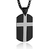 HZMAN Isaiah 41:10 Jewelry, Stainless Steel cross Dog Tag Necklace STRENGTH Bible Verse